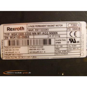 Rexroth MSK100B-0200-NN-M1-AG2-NNNN   3~ Permanent Magnet Motor