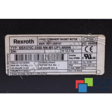 MSK070C-0450-NN-M1-UP1-NNNN R911299757 12.3A 6000/MIN SERVOMOTOR REXROTH ID14829