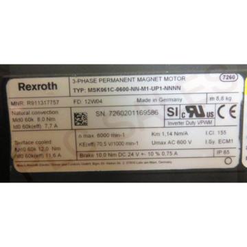 REXROTH MSK061C-0600-NN-M1-UP1-NNNN | Permanant Magnet Servo Motor  *NEW*