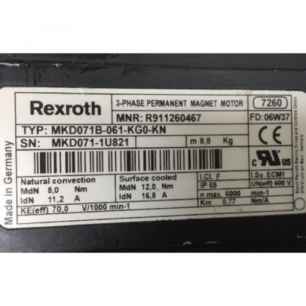 REXROTH 3~PHASE -PERMANENT-MAGNET-MOTOR&lt;&gt;MKD071B -061 -KG0 -KN #4 image