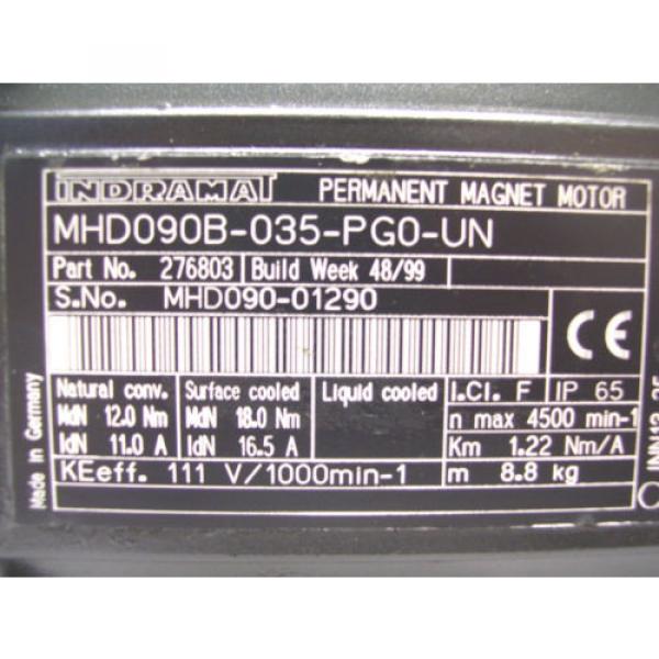 REXROTH INDRAMAT  PERMANENT MAGNET MOTOR  MHD090B-035-PG0-UN   60 Day Warranty! #5 image