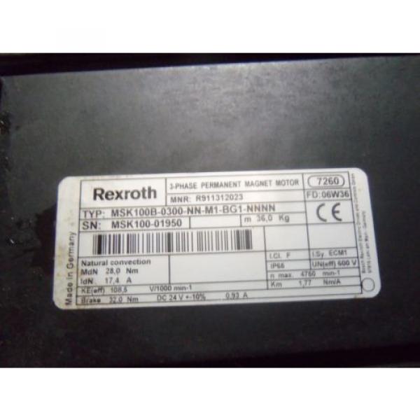 REXROTH MSK100B-0300-NN-M1-BG1-NNNN PERMANENT MAGENT MOTOR *USED* #5 image