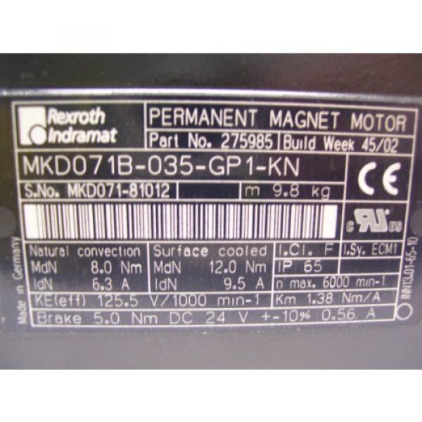 *NEW*  REXROTH   PERMANENT MAGNET MOTOR   MKD071B-035-GP1-KN    60 Day Warranty! #5 image