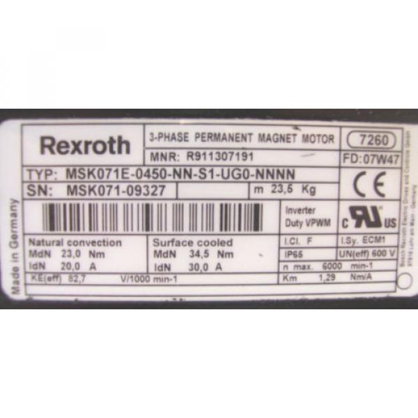 *NEW*  REXROTH  PERM MAGNET MOTOR  MSK071E-0450-NN-S1-UG0-NNNN  60 Day Warranty! #3 image