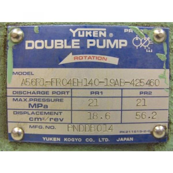 YUKEN A56R1-FR04EH140-19AB-425460 21 MPa HYDRAULIC DOUBLE VANE PUMP #2 image