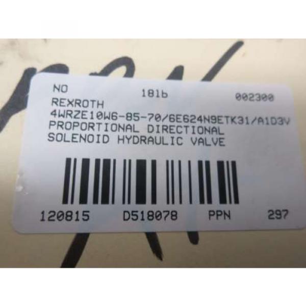 NEW REXROTH 4WRZE10W6-85-70/6E624N9ETK31/A1D3V HYDRAULIC SOLENOID VALVE D518078 #10 image