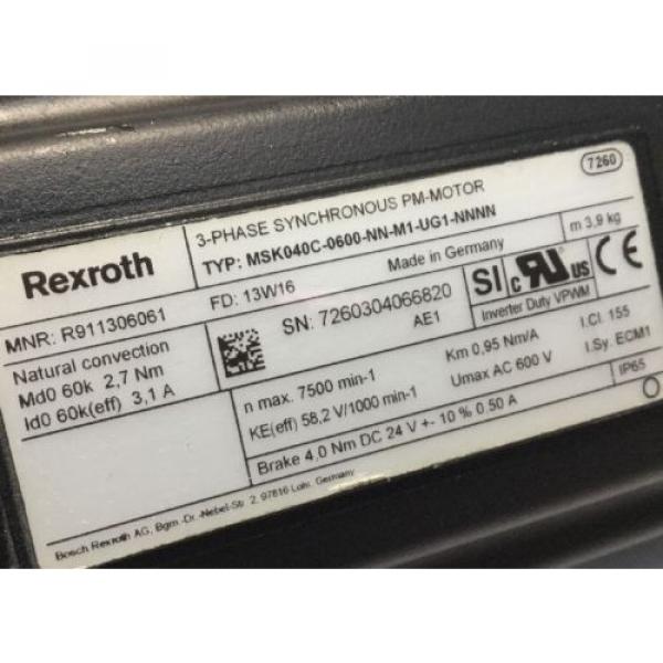 REXROTH 3~ SYNCHRONOUS PM-MOTOR &lt;&gt; MSK040C -0600 -NN -M1 -UG1 -NNNN #4 image