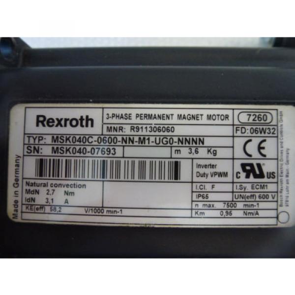 Rexroth MSK040C-0600-NN-M1-UG0-NNNN, fase 3 Motore Magnetico Permanente #2 image