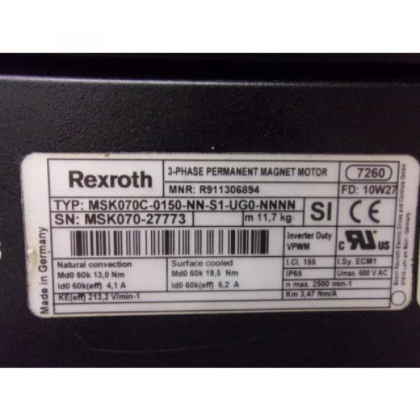 Rexroth MSK070C-0150-NN-S1-UG0-NNNN 3 Ph Permanent Magnet Motor (MOT4045) #2 image