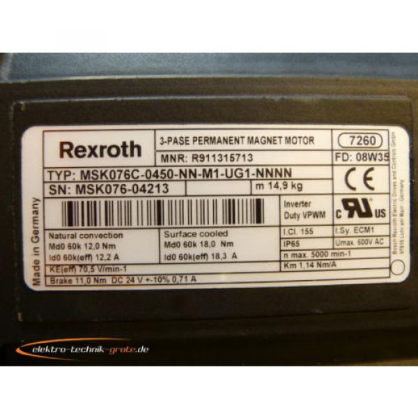 Rexroth MSK076C-0450-NN-M1-UG1-NNNN   3~ Permanent Magnet Motor #3 image