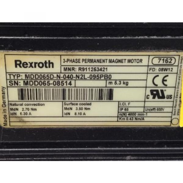 REXROTH 3~ PERMANENT-MAGNET-MOTOR &lt;&gt; MDD065D -N-040-N2L-095PB0 #3 image