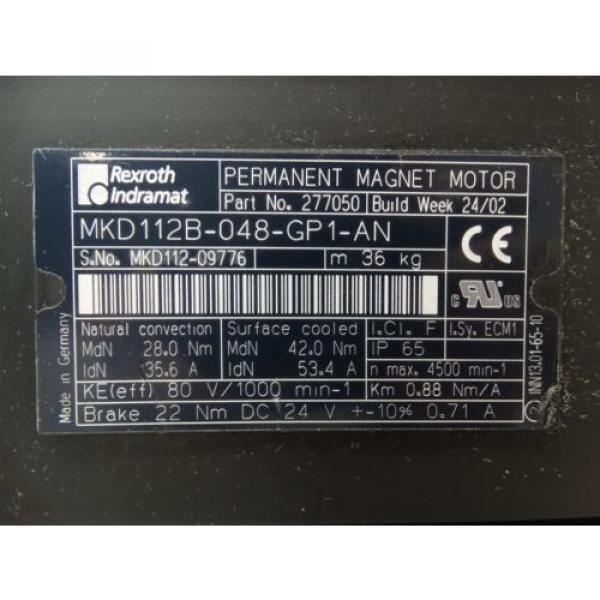 Rexroth Indramat MKD112B-048-GP1-AN Permanent Magnet Motor #2 image