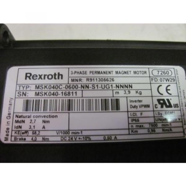 WARRANTY (NEW) Rexroth MSK040C-0600-NN-S1-UG1-NNNN Permanent Magnet Servo Motor #6 image