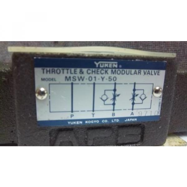 YUKEN THROTTLE &amp; CHECK MODULAR VALVE MSW-01-Y-50 USED MSW01Y50 #2 image