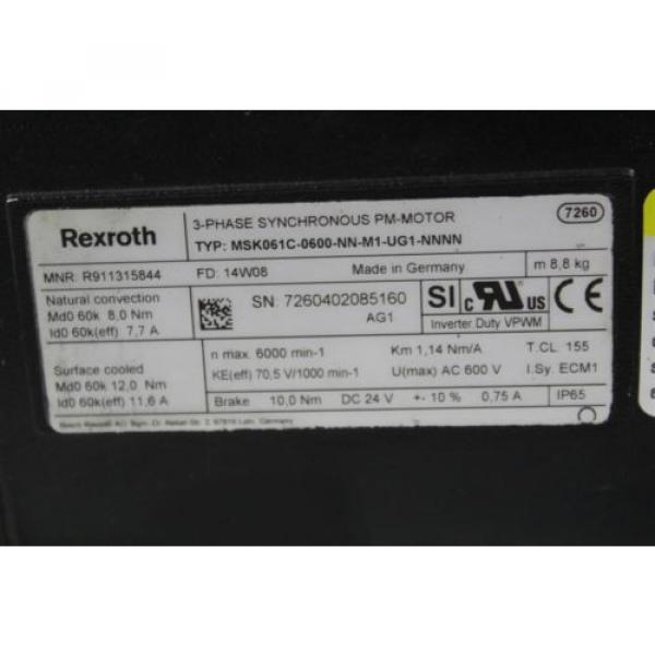 Rexroth MSK061C-0600-NN-M1-UG1-NNNN Servomotor MSK061C0600NNM1UG1NNN #2 image