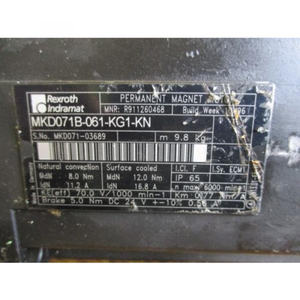 REXROTH INDRAMAT SERVO MOTOR MKD071B-061-KG1-KN #3 image