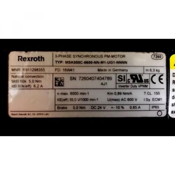 REXROTH SERVO MOTOR MSK050C-0600-NN-M1-UG1-NNNN #5 image