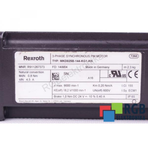 SERVOMOTOR MKD025B-144-KG1-KN R911267373 0.8NM 4.5A REXROTH 12M WARRANTY ID23764 #3 image