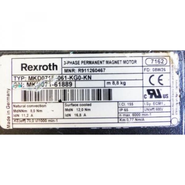 Rexroth MKD071B-061-KG0-KN R911260467 3Ph.-Permanent Magnet Motor -used- #2 image