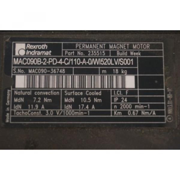 NEW REXROTH MAC090B-2-PD-4-C/110-A-0/WI520LV/S001 SERVO MOTOR 235515 #4 image