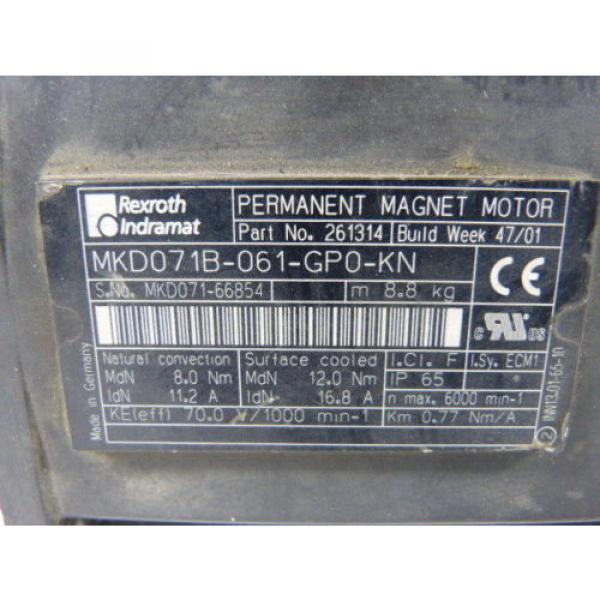 Rexroth Indramat MKD071B-061-GP0-KN Servo Motor 6000RPM 11.2Amp 70VAC ! WOW ! #3 image