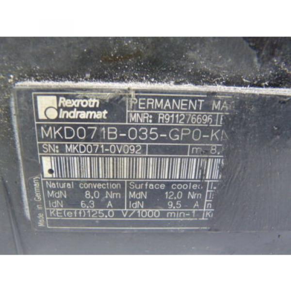 Rexroth Indramat MKD071B-035-GP0-KN PM Servo Motor 6.3A 6000RPM ! WOW ! #3 image